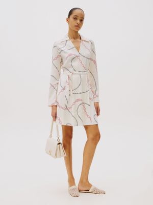 Vestido Cruzado Con Estampado Beige Tommy Hilfiger