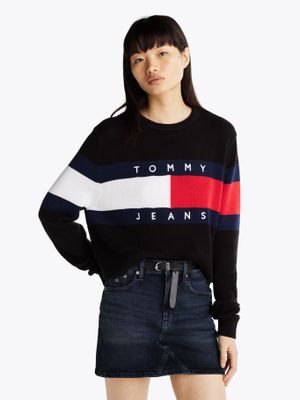 Sweater Color Block Relaxed Con Logo Negro Tommy Jeans