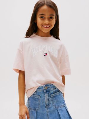 Polera Jaspeada Con Logo Rosado Tommy Hilfiger