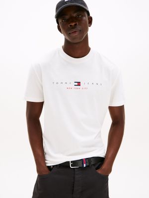 Polera Flag Linear Logo Blanco YBL Tommy Jeans