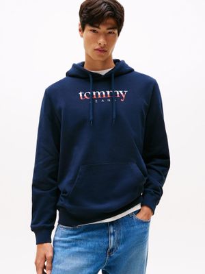Polerón Hoodie Y Logo Azul Tommy Jeans