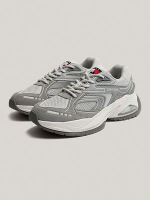 Tommy Jeans Zapatilla Cuero Trendy Retro Runner Gris Tommy