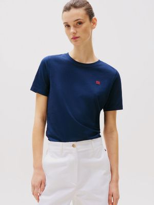 Polera Contrast Flag Logo Azul Tommy Hilfiger