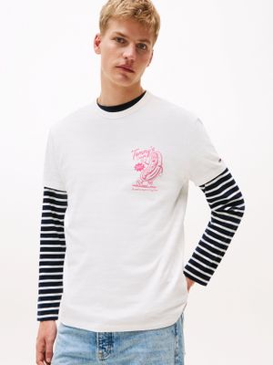 Polera Novelty Con Estampado Blanco YBL Tommy Jeans