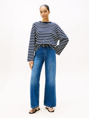 Jeans De Pernera Ancha Y Talle Alto Azul Tommy Hilfiger