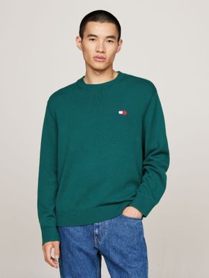 Sweater Con Logo De Parche Verde Tommy Hilfiger