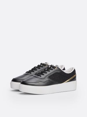 Zapatillas Monogram De Cuero Negro Tommy Hilfiger