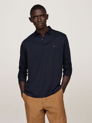 Polo Liquid Cotton Con Logo Azul Tommy Hilfiger