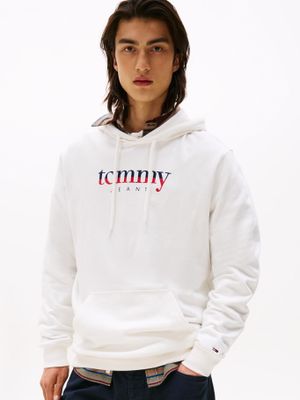 Polerón Hoodie Con Logo Blanco Tommy Jeans