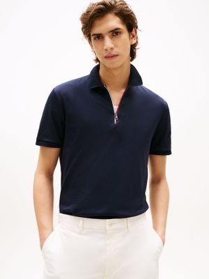 Polo Interlock Con Cierre Azul DW5 Tommy Hilfiger