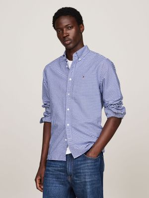 Camisa Heritage Oxford Gingham Regular Fit Celeste Tommy Hilfiger