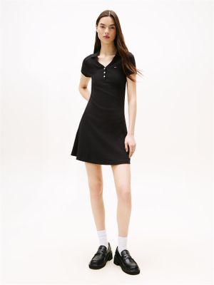 Vestido Tipo Polo Con Logo Negro Tommy Jeans