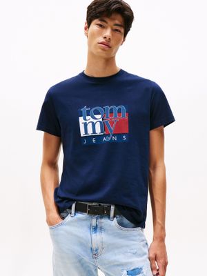 Polera Slim Con Logo Gráfico Azul Tommy Jeans