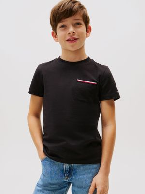 Polera Con Bolsillo Distintivo Negro Tommy Hilfiger