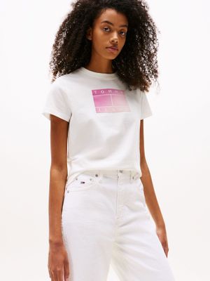 Polera Con Logo Degradado Blanco YBL Tommy Jeans