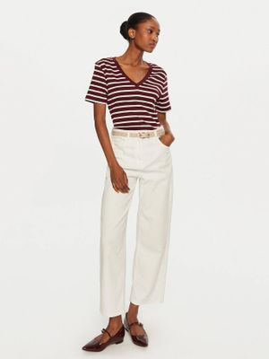 Imagen 2 del producto Polera A Rayas V/Neck Slim/Fit Burdeo Tommy Hilfiger