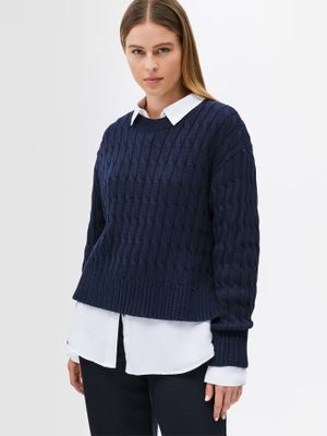 Sweater Soft Cable Solid Azul Tommy Hilfiger