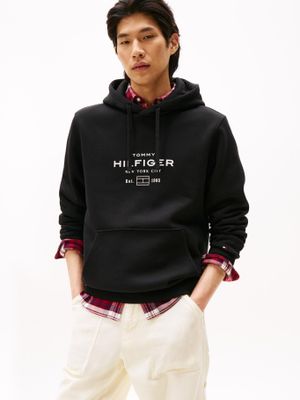 Polerón Hoodie Oval Logo Gráfico Negro Tommy Hilfiger
