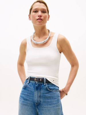 Polera Acanalada Solid Blanco YBL Tommy Hilfiger