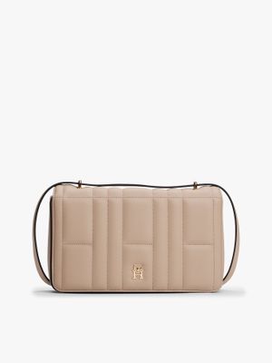 Crossover Quilted Con Monograma Th Beige Tommy Hilfiger