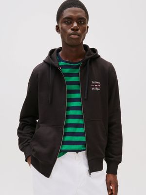 Polerón Hoodie Con Cierre Negro Tommy Hilfiger