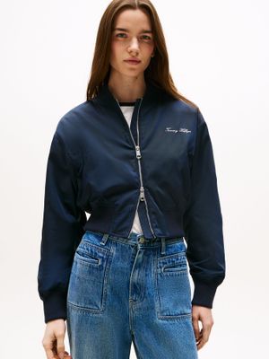 Chaqueta Bomber Cropped Solid Azul Tommy Hilfiger