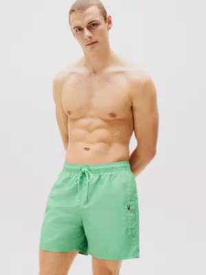 Traje De Baño De Medio Con Logo Verde Tommy Hilfiger