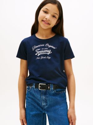 Polera Script Logo Metalizado Azul Tommy Hilfiger