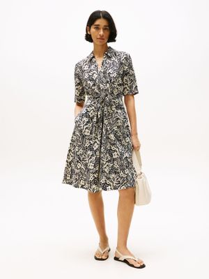 Vestido Camisero En Lino Negro Tommy Hilfiger