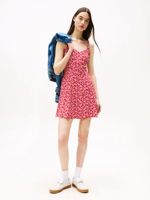 Vestido Extra Slim De Corte Evasé Rojo Tommy Jeans