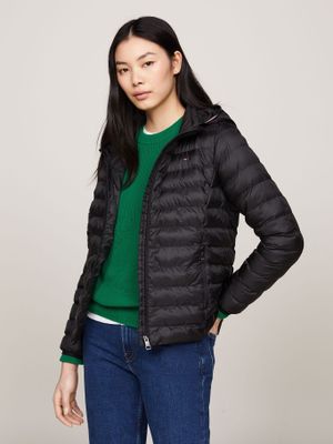 Parka Acolchada Con Logo Bordado Negro Tommy Hilfiger