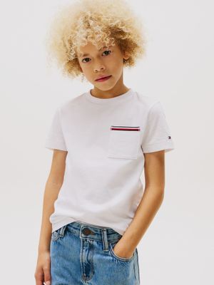 Polera Bolsillo Distintivo Parche Blanco Tommy Hilfiger