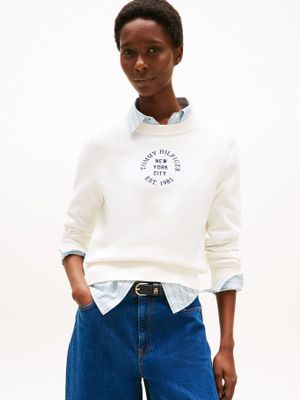 Sweater Con Logo Gráfico Blanco Tommy Hilfiger