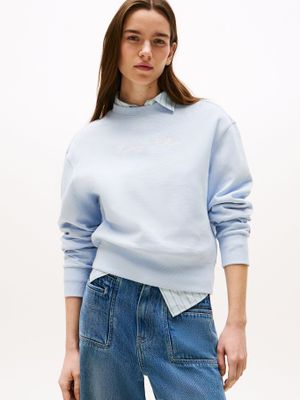 Polerón  Logo Script Bordado Celeste C1O Tommy Hilfiger