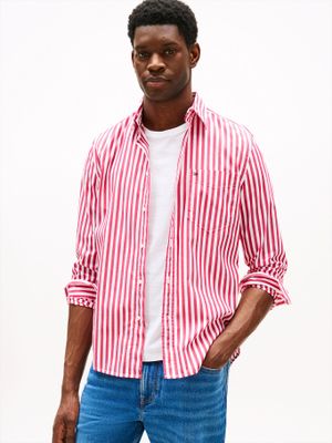 Camisa  Rayas Th Flex Regular Fit Rosado Tommy Hilfiger