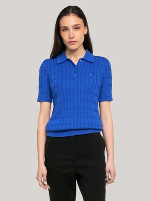 Sweater Cable Solid Azul Tommy Hilfiger