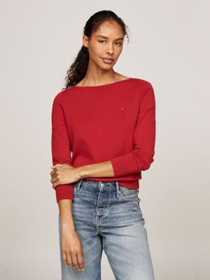 Sweater Con Cuello Estilo Barco Rojo Tommy Hilfiger