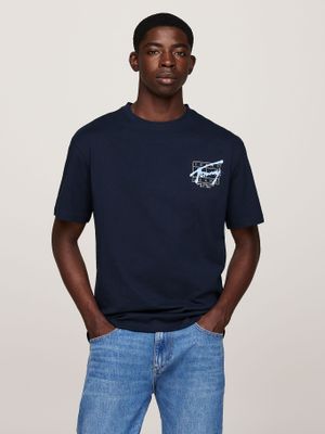 Polera Logo Estilo Grafiti Regular Azul Tommy Hilfiger