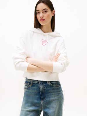 Polerón Hoodie Relaxed Cropped Blanco YBL Tommy Jeans