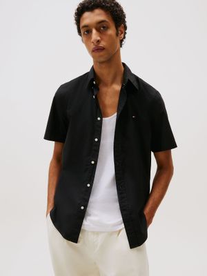 Camisa Flex Poplin Solid Negro Tommy Hilfiger