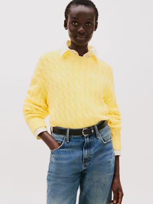 Sweater Soft Cable Solid Amarillo Tommy Hilfiger