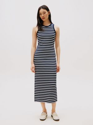 Vestido Maxi Acanalado Ajustado Azul Tommy Hilfiger