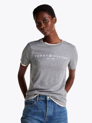 Polera Signature Con Logo Gris PKH Tommy Hilfiger