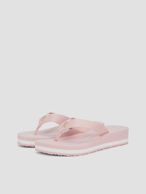 Sandalias De Cuña Monograma Th Rosado Tommy Hilfiger