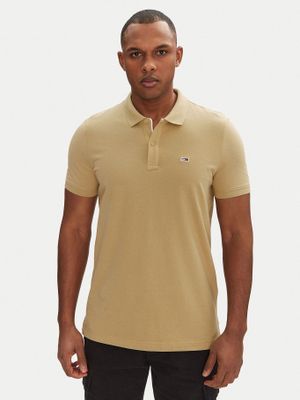 Polo Placket Logo Slim Fit Beige Tommy Jeans