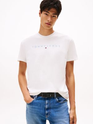 Polera Con Logo Lineal Blanco Tommy Jeans
