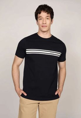 Polera Central Chest Stripe Logo Azul Tommy Hilfiger