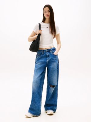 Imagen 2 del producto Polera Slim Fit Con Logo Lineal Blanco YBH Tommy Jeans