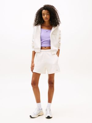 Imagen 2 del producto Polerón Hoodie Cropped Con Logo Blanco YBH Tommy Jeans