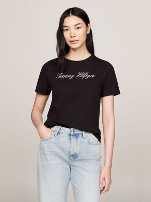 Polera Logo Script Regular Fit Negro 0GJ Tommy Hilfiger
